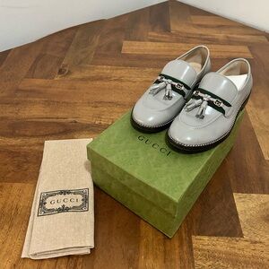 Gucci Light Gray Loafers with Tassels